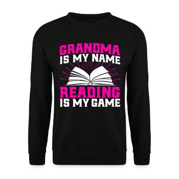 Grand-mère est mon nom Lire est mon jeu Lire un livre - Sweat-shirt Unisexe - noir - Devant - Alina (178cm) & Michal (187cm)