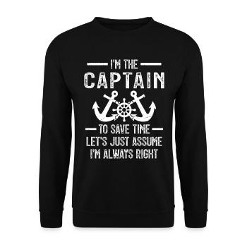 Le Capitaine A Toujours Raison C'est Moi Capitaine - Sweat-shirt Unisexe - noir - Devant - Alina (178cm) & Michal (187cm)