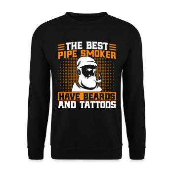 Pipe smoking pipe tobacco pipe lover gesc - Unisex Sweatshirt - black - Front - Alina (178cm) & Michal (187cm)