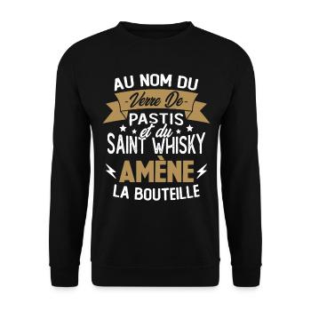 Au nom du verre de pastis et du saint whisky amène - Sweat-shirt Unisexe - noir - Devant - Alina (178cm) & Michal (187cm)