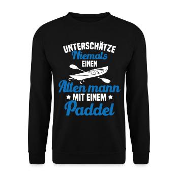 Vieil homme avec pagaie Humour Cadeau - Sweat-shirt Unisexe - noir - Devant - Alina (178cm) & Michal (187cm)