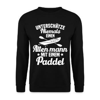 Vieil homme avec pagaie Humour Cadeau - Sweat-shirt Unisexe - noir - Devant - Alina (178cm) & Michal (187cm)