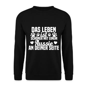Aussie Chien Drôle de berger australien - Sweat-shirt Unisexe - noir - Devant - Alina (178cm) & Michal (187cm)