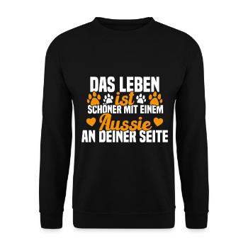Aussie Chien Drôle de berger australien - Sweat-shirt Unisexe - noir - Devant - Alina (178cm) & Michal (187cm)