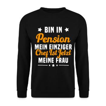 Cadeau retraité Mon seul patron c'est ma femme - Sweat-shirt Unisexe - noir - Devant - Alina (178cm) & Michal (187cm)