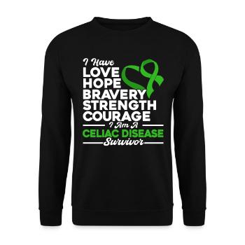 Celiac Awareness Celiac Disease Survivor Green S - Unisex Sweatshirt - black - Front - Alina (178cm) & Michal (187cm)
