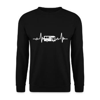 Heartbeat camping caravan - Unisex Sweatshirt - black - Front - Alina (178cm) & Michal (187cm)