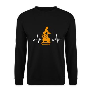 Herzfrequenz Indoor Cycling - Unisex Pullover - Schwarz - Vorne - Alina (178cm) & Michal (187cm)