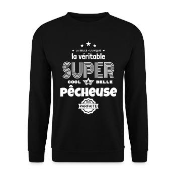 super pêcheuse 100% parfaite t-shirt humour - Sweat-shirt Unisexe - noir - Devant - Alina (178cm) & Michal (187cm)