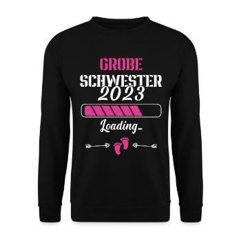 Annoncer une grossesse Grande sœur 2023 - Sweat-shirt Unisexe - noir - Devant - Alina (178cm) & Michal (187cm)