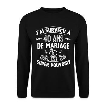 40 Ans De Mariage humoristique mariage - Sweat-shirt Unisexe - noir - Devant - Alina (178cm) & Michal (187cm)