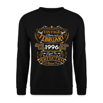 Vintage born in February 1996 birthday gift - Unisex Sweatshirt - black - Front - Alina (178cm) & Michal (187cm)