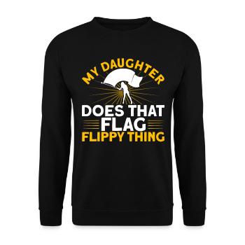 Meine Tochter macht die Fahne flippig Fahnenwache - Unisex Pullover - Schwarz - Vorne - Alina (178cm) & Michal (187cm)