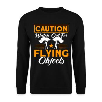 Vorsicht vor fliegenden Gegenständen Fahnenwache G - Unisex Pullover - Schwarz - Vorne - Alina (178cm) & Michal (187cm)