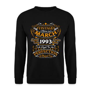 Vintage Born In March 1993 Birthday Gift - Unisex Sweatshirt - black - Front - Alina (178cm) & Michal (187cm)