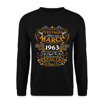 Vintage Born In March 1963 Birthday Gift - Unisex Sweatshirt - black - Front - Alina (178cm) & Michal (187cm)