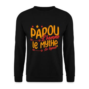Grand-Père Papou l'Homme le Mythe la Légende - Sweat-shirt Unisexe - noir - Devant - Alina (178cm) & Michal (187cm)