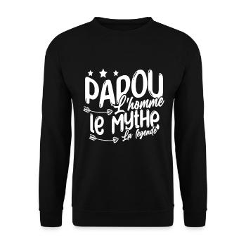 Grand-Père Papou l'Homme le Mythe la Légende - Sweat-shirt Unisexe - noir - Devant - Alina (178cm) & Michal (187cm)