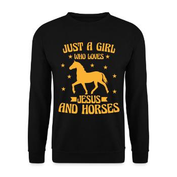 juste une fille qui aime jesus et les chevaux - Sweat-shirt Unisexe - noir - Devant - Alina (178cm) & Michal (187cm)