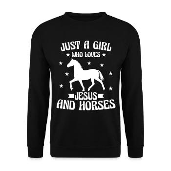 juste une fille qui aime jesus et les chevaux - Sweat-shirt Unisexe - noir - Devant - Alina (178cm) & Michal (187cm)