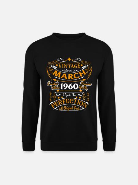 Vintage Nées En Mars 1960 Cadeau D'anniversaire - Sweat-shirt Unisexe - noir
