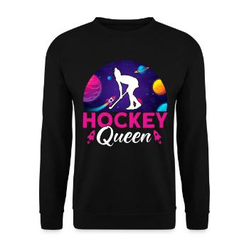 Hockey Queen Field Hockey Gift - Unisex Sweatshirt - black - Front - Alina (178cm) & Michal (187cm)