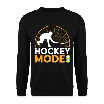 Hockey Mode to Field Hockey Gift - Unisex Sweatshirt - black - Front - Alina (178cm) & Michal (187cm)