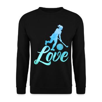 Love Hockey sur gazon Cadeau - Sweat-shirt Unisexe - noir - Devant - Alina (178cm) & Michal (187cm)