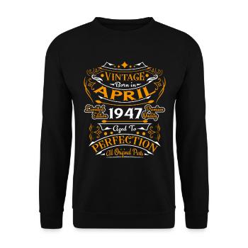 Vintage Nées En Avril 1947 Cadeau D'anniversaire - Sweat-shirt Unisexe - noir - Devant - Alina (178cm) & Michal (187cm)