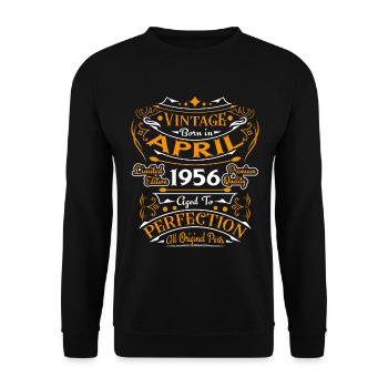 Vintage Born In April 1956 Geburtstagsgeschenk - Unisex Pullover - Schwarz - Vorne - Alina (178cm) & Michal (187cm)