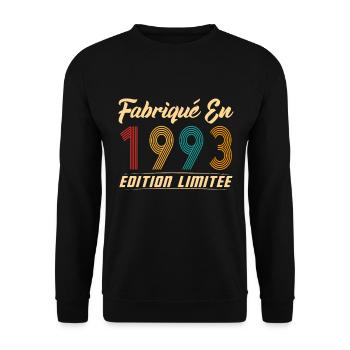 Fabriqué en 1993 Vintage cadeau d'anniversaire - Sweat-shirt Unisexe - noir - Devant - Alina (178cm) & Michal (187cm)