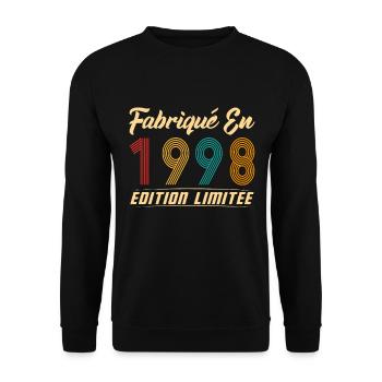 Fabriqué en 1998 Vintage cadeau d'anniversaire - Sweat-shirt Unisexe - noir - Devant - Alina (178cm) & Michal (187cm)