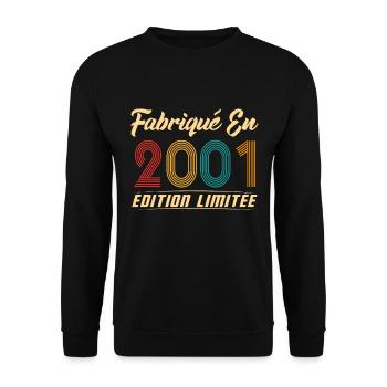 Fabriqué en 2001 Vintage cadeau d'anniversaire - Sweat-shirt Unisexe - noir - Devant - Alina (178cm) & Michal (187cm)