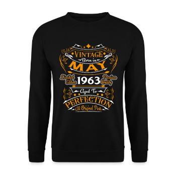 Vintage Born In May 1963 Geburtstagsgeschenk - Unisex Pullover - Schwarz - Vorne - Alina (178cm) & Michal (187cm)