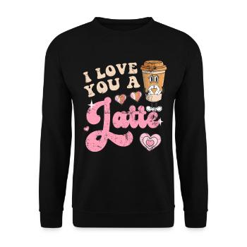 Groovy I Love You A Latte Coffee Lovers Valentine - Unisex Pullover - Schwarz - Vorne - Alina (178cm) & Michal (187cm)