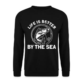 La vie est meilleure au bord de la mer Cadeau de pêche - Sweat-shirt Unisexe - noir - Devant - Alina (178cm) & Michal (187cm)