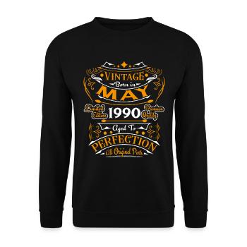 Vintage born in May 1990 Birthday gift - Unisex Sweatshirt - black - Front - Alina (178cm) & Michal (187cm)