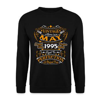 May 1995 Vintage Born in May 1995 Anniversary - Unisex Sweatshirt - black - Front - Alina (178cm) & Michal (187cm)