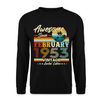 Février 1953 Anniversaire né Retro - Sweat-shirt Unisexe - noir - Devant - Alina (178cm) & Michal (187cm)