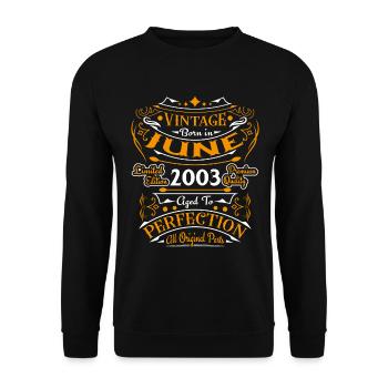 2003 Juin Vintage Nées En Juin 2003 Anniversaire - Sweat-shirt Unisexe - noir - Devant - Alina (178cm) & Michal (187cm)