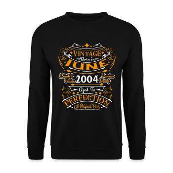 2004 Juin Vintage Nées En Juin 2004 Anniversaire - Sweat-shirt Unisexe - noir - Devant - Alina (178cm) & Michal (187cm)