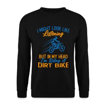 In my head I ride a motorcycle / Humor Motorcycle - Unisex Sweatshirt - black - Front - Alina (178cm) & Michal (187cm)