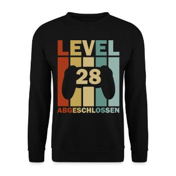 28. Geburtstag Februar Jahrgang 1995 Gamer - Unisex Pullover - Schwarz - Vorne - Alina (178cm) & Michal (187cm)