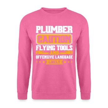 Vorsicht Fliegende Werkzeuge und Schimpfwörter Kle - Unisex Pullover - Pink - Vorne