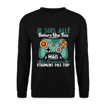 Cadeau Humour Console Graphisme Jeux Vidéo - Sweat-shirt Unisexe - noir - Devant - Alina (178cm) & Michal (187cm)