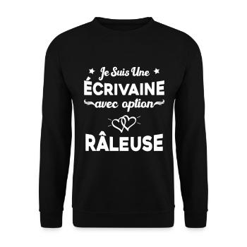 Femme je suis une écrivaine avec option râleuse - Sweat-shirt Unisexe - noir - Devant - Alina (178cm) & Michal (187cm)