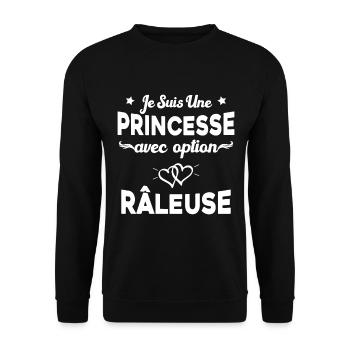 je suis une princesse avec option râleuse femme - Sweat-shirt Unisexe - noir - Devant - Alina (178cm) & Michal (187cm)