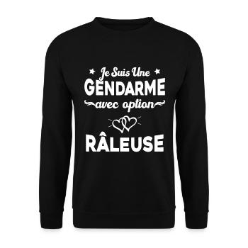 Femme je suis une gendarme avec option râleuse - Sweat-shirt Unisexe - noir - Devant - Alina (178cm) & Michal (187cm)