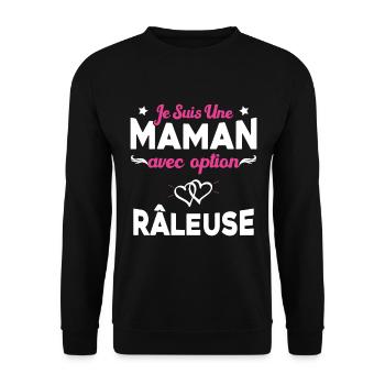 Je suis une maman avec option râleuse - Sweat-shirt Unisexe - noir - Devant - Alina (178cm) & Michal (187cm)