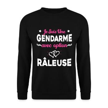 Femme je suis une gendarme avec option râleuse - Sweat-shirt Unisexe - noir - Devant - Alina (178cm) & Michal (187cm)